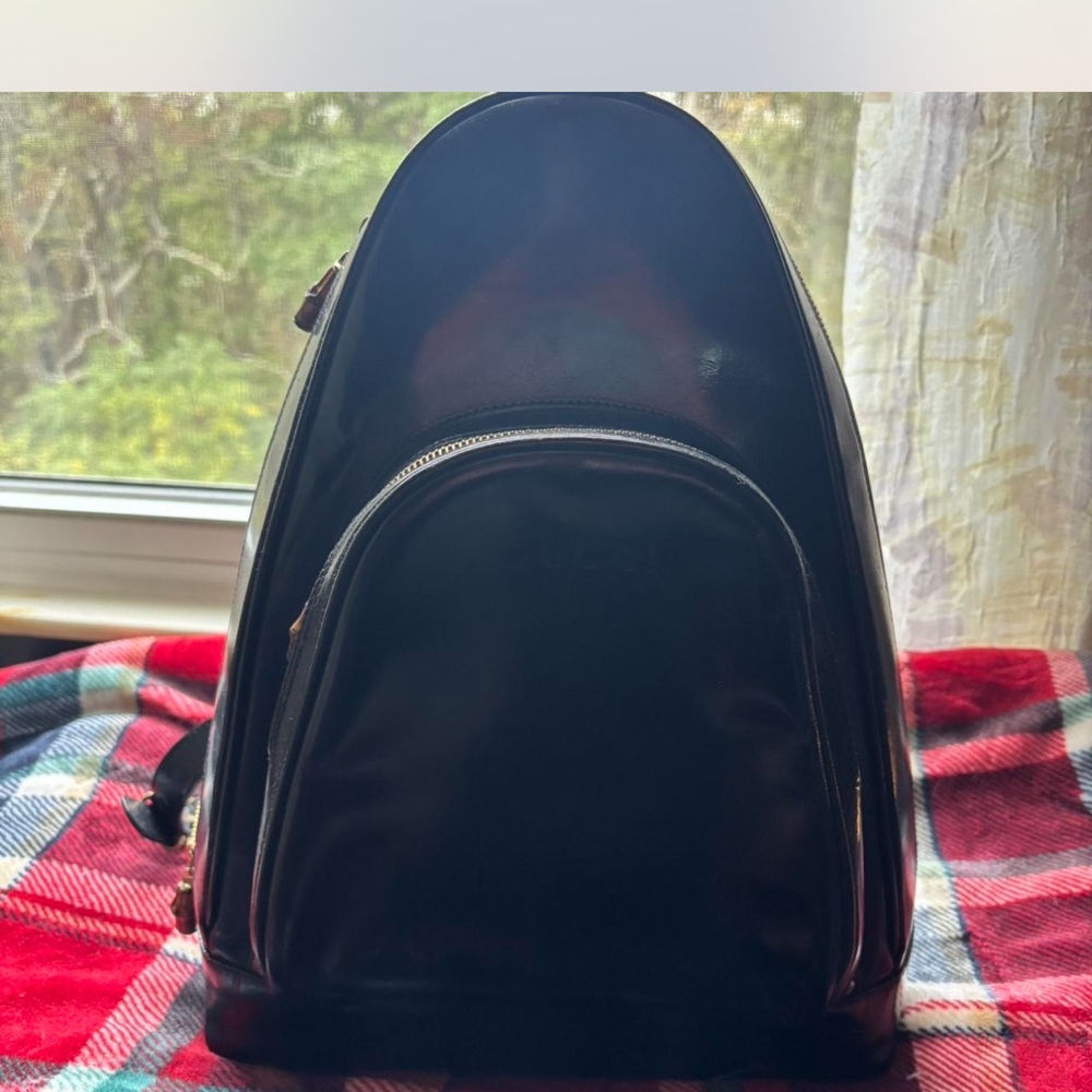Traded-Gucci Black Leather Women's Backpack